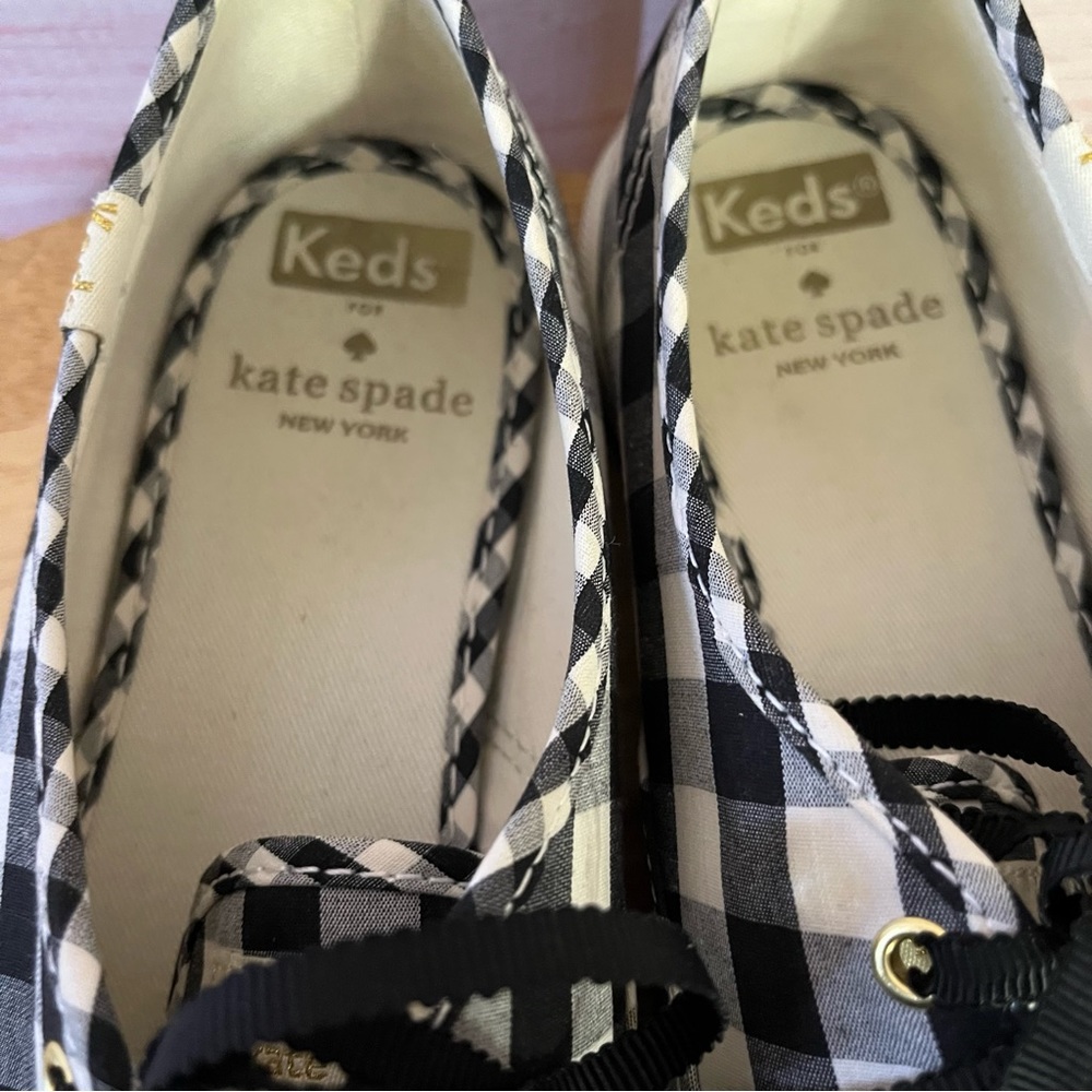 Kate Spade Keds Black White Canvas Sneakers Size 7 - Picture 8 of 9